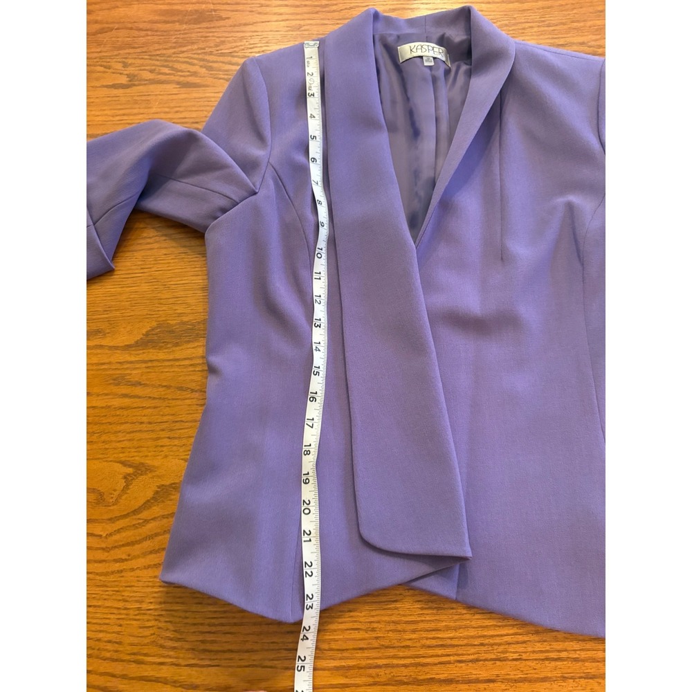 Kasper Women Purple Open Front Shawl Collar 3/4 Sleeve Blazer Size 10 Classic - Picture 5 of 9